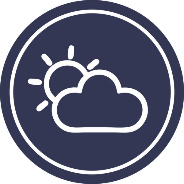 Güneş ve bulut dairesel simgesi bir insan tarafından çizilmiş.