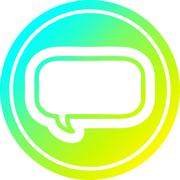 konuşma kabarcığı dairesel simgesi ve bir insan tarafından çizilen gradyan bitiş