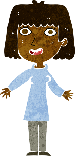 Bir insan tarafından çizilmiş mutlu bir kadın.