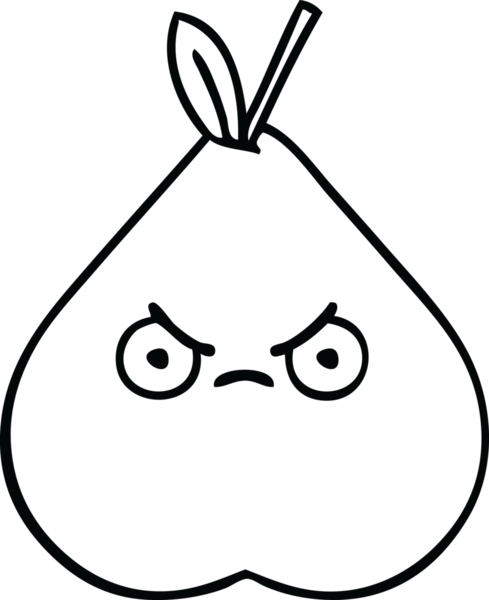 Bir insan tarafından çizilmiş yeşil bir armut çizimi.