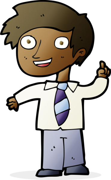 Bir insan tarafından çizilmiş bir fikri olan karikatür okulu çocuğu.