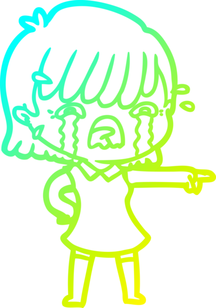 Bir insan tarafından çizilmiş ağlayan bir çizgi film kızı çizimi.