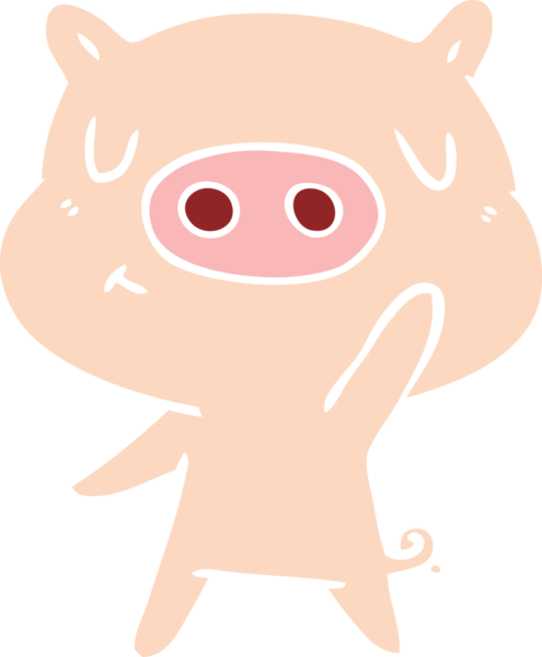 Düz renkli çizgi film içerikli domuz insan tarafından çizilmiş.
