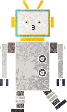 Bir insan tarafından çizilmiş bir robotun retro çizim tarzı karikatürü