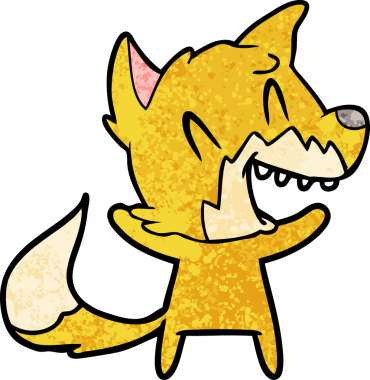 Bir insan tarafından çizilmiş gülen tilki çizgi filmi.