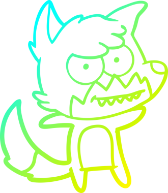 Bir insan tarafından çizilmiş sırıtan bir tilkinin soğuk çizgi çizimi