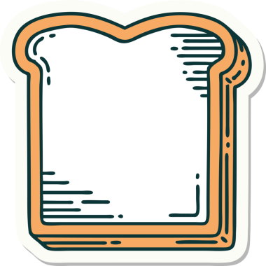 Bir insan tarafından çizilmiş geleneksel bir ekmek dilimi şeklinde dövme çıkartması.