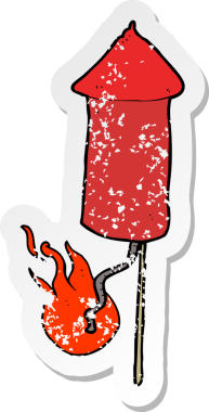 Bir insan tarafından çizilmiş bir havai fişeğin gerilimli çıkartması.