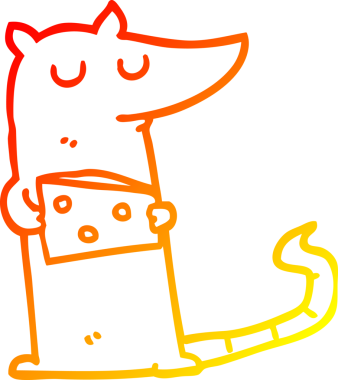 Bir insan tarafından çizilmiş peynirli çizgi roman faresinin sıcak çizgi çizimi