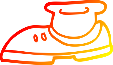 Bir insan tarafından çizilmiş bir ayakkabı ve çorabın sıcak çizgi çizimi