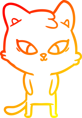 Bir insan tarafından çizilmiş sevimli bir çizgi film kedisinin sıcak çizgi çizgisi.