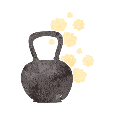 Bir insan tarafından çizilmiş el yazması retro çizgi film çaydanlık çanı.