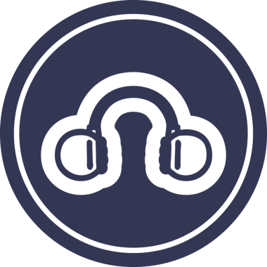 müzik kulaklıkları bir insan tarafından çizilmiş dairesel simge