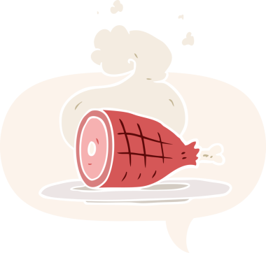 bir insan tarafından çizilmiş, konuşma baloncuğuyla pişirilmiş et.