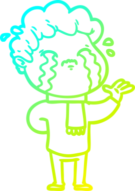 Bir insan tarafından çizilmiş ağlayan bir çizgi film karakteri çizimi.