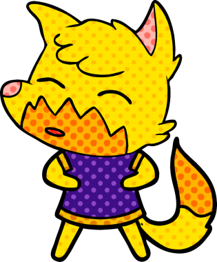 Bir insan tarafından çizilmiş tilki çizgi film karakteri