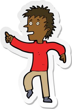 Bir insan tarafından çizilmiş mutlu bir adamın çıkartması.