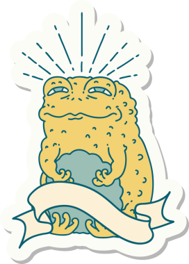 Bir insan tarafından çizilmiş dövme stili karakteri çıkartması.