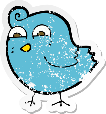 Bir insan tarafından çizilmiş komik bir karikatür çıkartması.