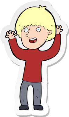 Bir insan tarafından çizilmiş mutlu bir çocuğun çıkartması.