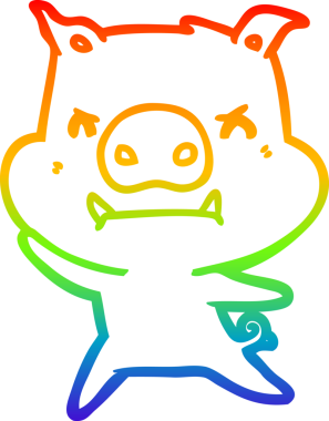 Bir insan tarafından çizilmiş kızgın çizgi film domuzu çizimi.