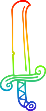 Gökkuşağı gradyan çizgi çizimi Bir insan tarafından çizilmiş antik kılıç