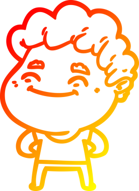 Bir insan tarafından çizilmiş, karikatür dostu bir adamın sıcak çizgi çizimi