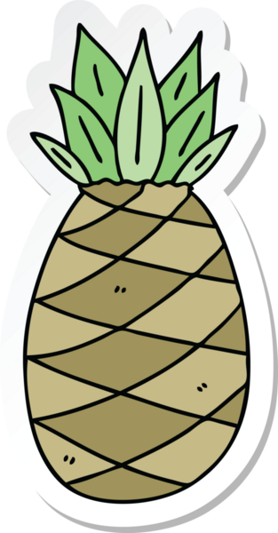 Bir insan tarafından çizilmiş garip bir el ananasının çıkartması.