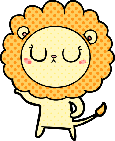 Bir insan tarafından çizilmiş çizgi film aslanı.