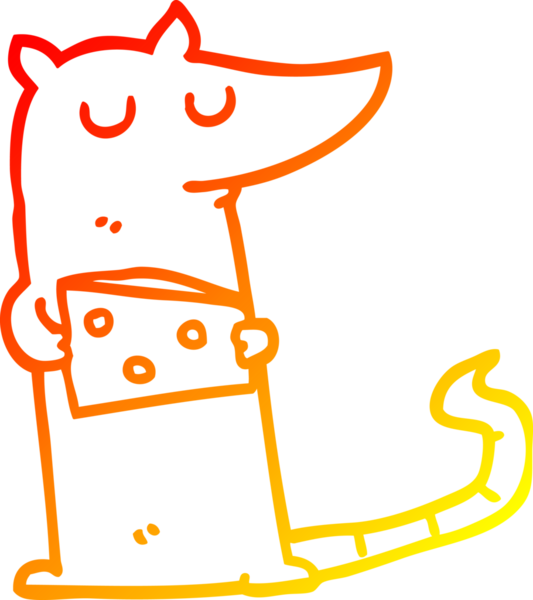 Bir insan tarafından çizilmiş peynirli çizgi roman faresinin sıcak çizgi çizimi