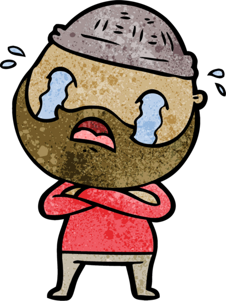 Çizgi film sakallı adam bir insan tarafından çizilmiş ağlıyor.