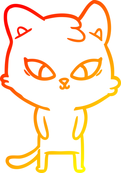 Bir insan tarafından çizilmiş sevimli bir çizgi film kedisinin sıcak çizgi çizgisi.