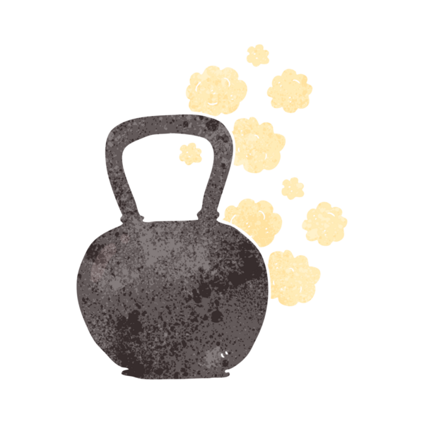 Bir insan tarafından çizilmiş el yazması retro çizgi film çaydanlık çanı.