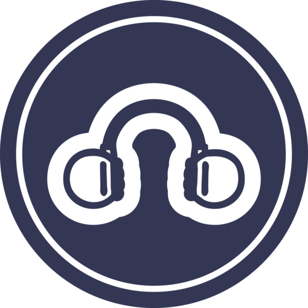 müzik kulaklıkları bir insan tarafından çizilmiş dairesel simge