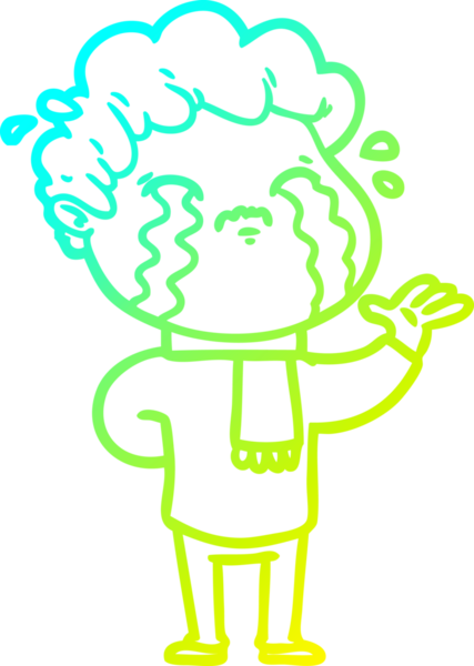 Bir insan tarafından çizilmiş ağlayan bir çizgi film karakteri çizimi.