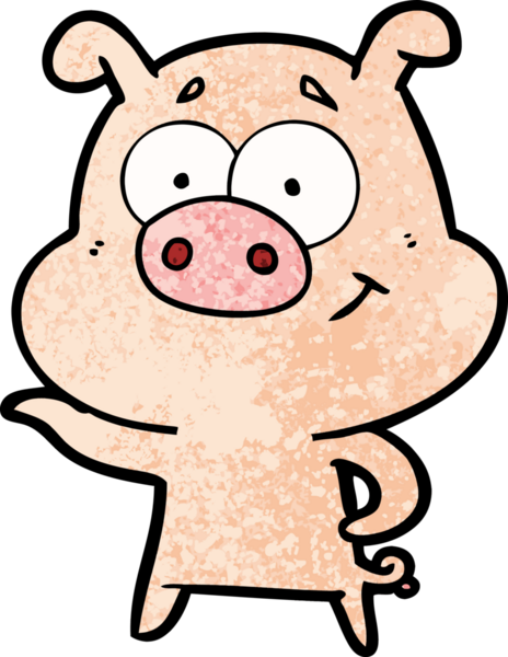 Bir insan tarafından çizilmiş çizgi film domuzu.