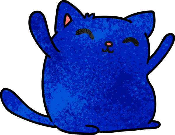 Bir insan tarafından çizilmiş sevimli kawaii kedisinin desenli çizimi