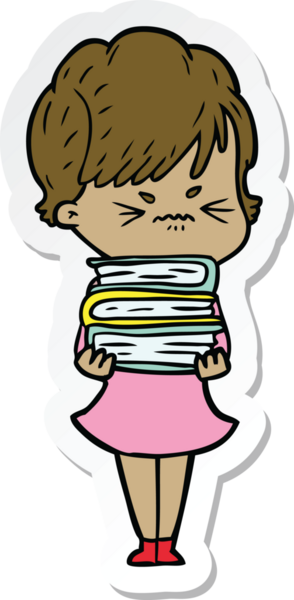 Bir insan tarafından çizilmiş, hayal kırıklığına uğramış bir kadının çıkartması.