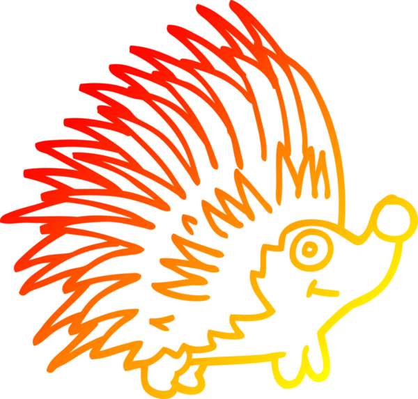 Bir insan tarafından çizilmiş sivri dikenli kirpinin sıcak çizgi çizimi