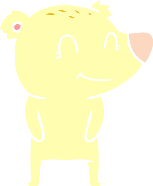 Dost canlısı ayı düz renkli çizgi film bir insan tarafından çizildi