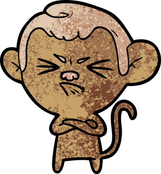 Bir insan tarafından çizilmiş kızgın maymun çizgi filmi.