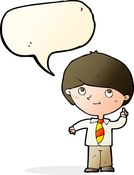 Bir insan tarafından çizilmiş konuşma baloncuğu fikri olan çizgi film çocuğu.