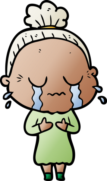 Bir insan tarafından çizilmiş ağlayan yaşlı kadın çizgi filmi.