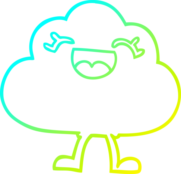 Bir çizgi filmin soğuk gradyan çizimi bir insan tarafından çizilmiş mutlu gri bulut