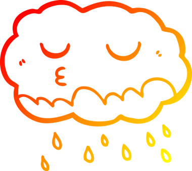 Bir insan tarafından çizilen yağmur bulutunun sıcak çizgi çizimi