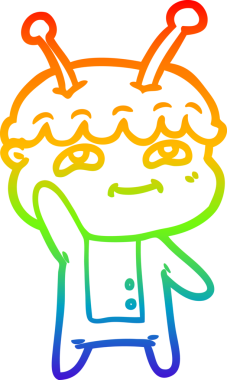 gökkuşağı gradyan çizimi bir insan tarafından çizilen dost bir uzay adamı çizimi