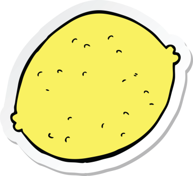 Bir insan tarafından çizilmiş karikatür limonu çıkartması.