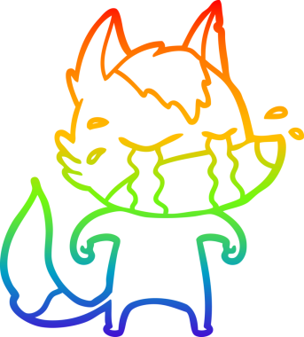 Gökkuşağı gradyan çizgi çizimi bir insan tarafından çizilmiş ağlayan bir kurt.