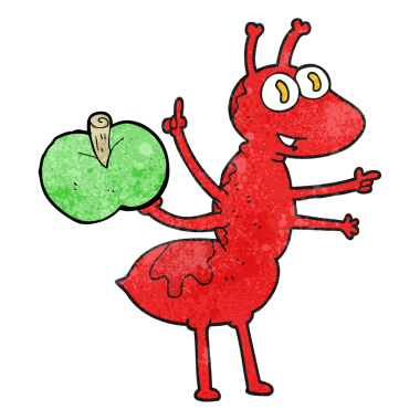 Bir insan tarafından çizilmiş elmalı karınca desenli.