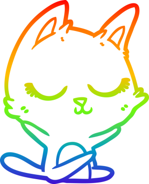 Gökkuşağı gradyan çizgisi bir insan tarafından çizilmiş sakin bir çizgi kedi çizimi